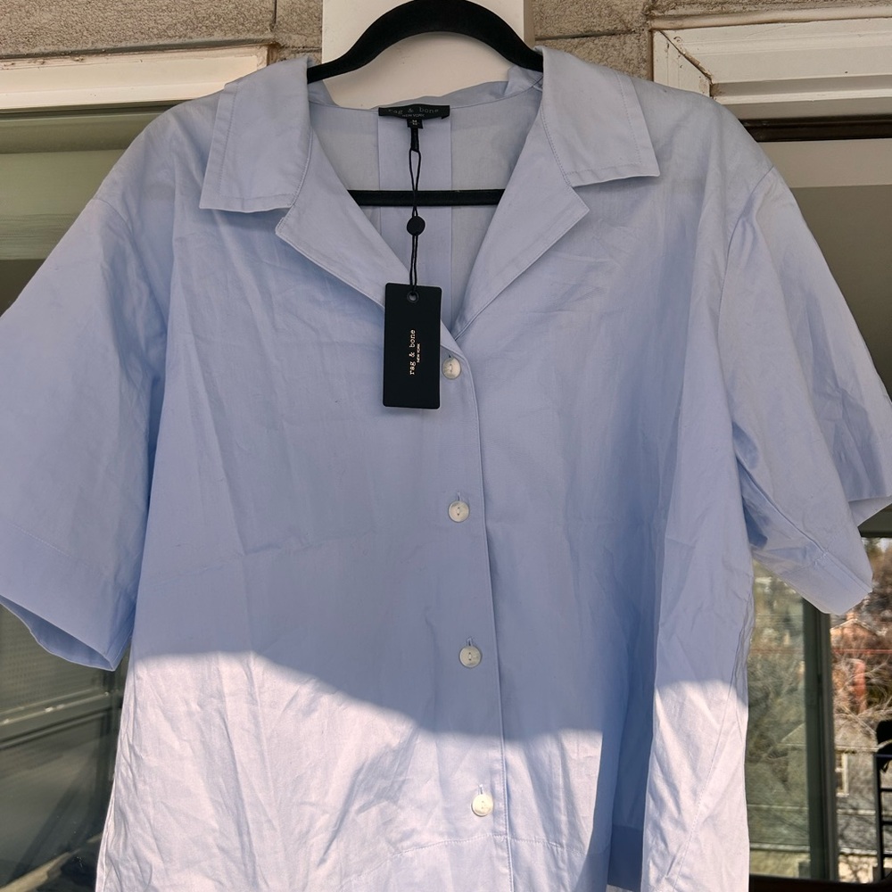 Rag & Bone Light Blue Short Sleeve Button Up Shirt